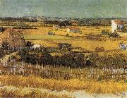 Vincent Van Gogh Harvest at La Crau,with Montmajour in the Background oil painting reproduction